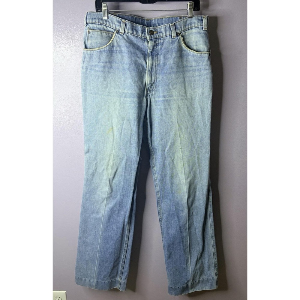 Vtg Levi's Selvedge Denim Jeans 34x34 Light Wash Orange Tag‎ Straight Leg USA